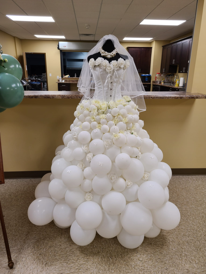 Bride balloon decor setup
