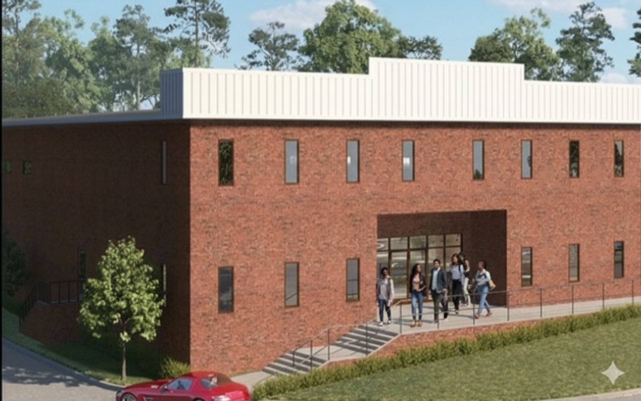 Youth walking into the building